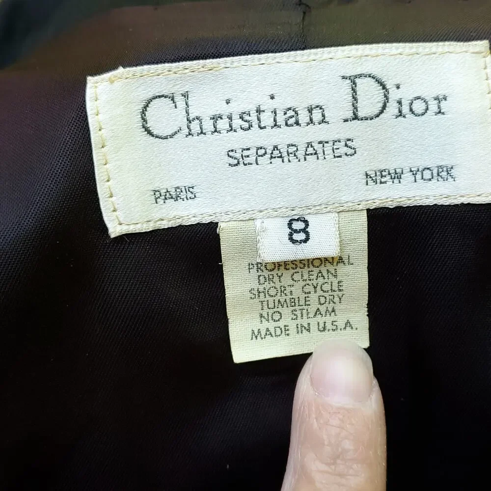 Christian Dior 80s 90s Blazer Jacket Power Money Cropped Disco Black Metallic 8